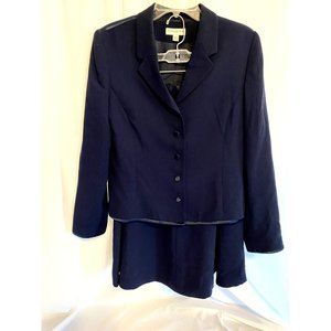 Amanda Smith Vintage Navy Blue Suit (Full Skirt And Jacket), 12P Fully Lined